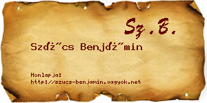Szűcs Benjámin névjegykártya